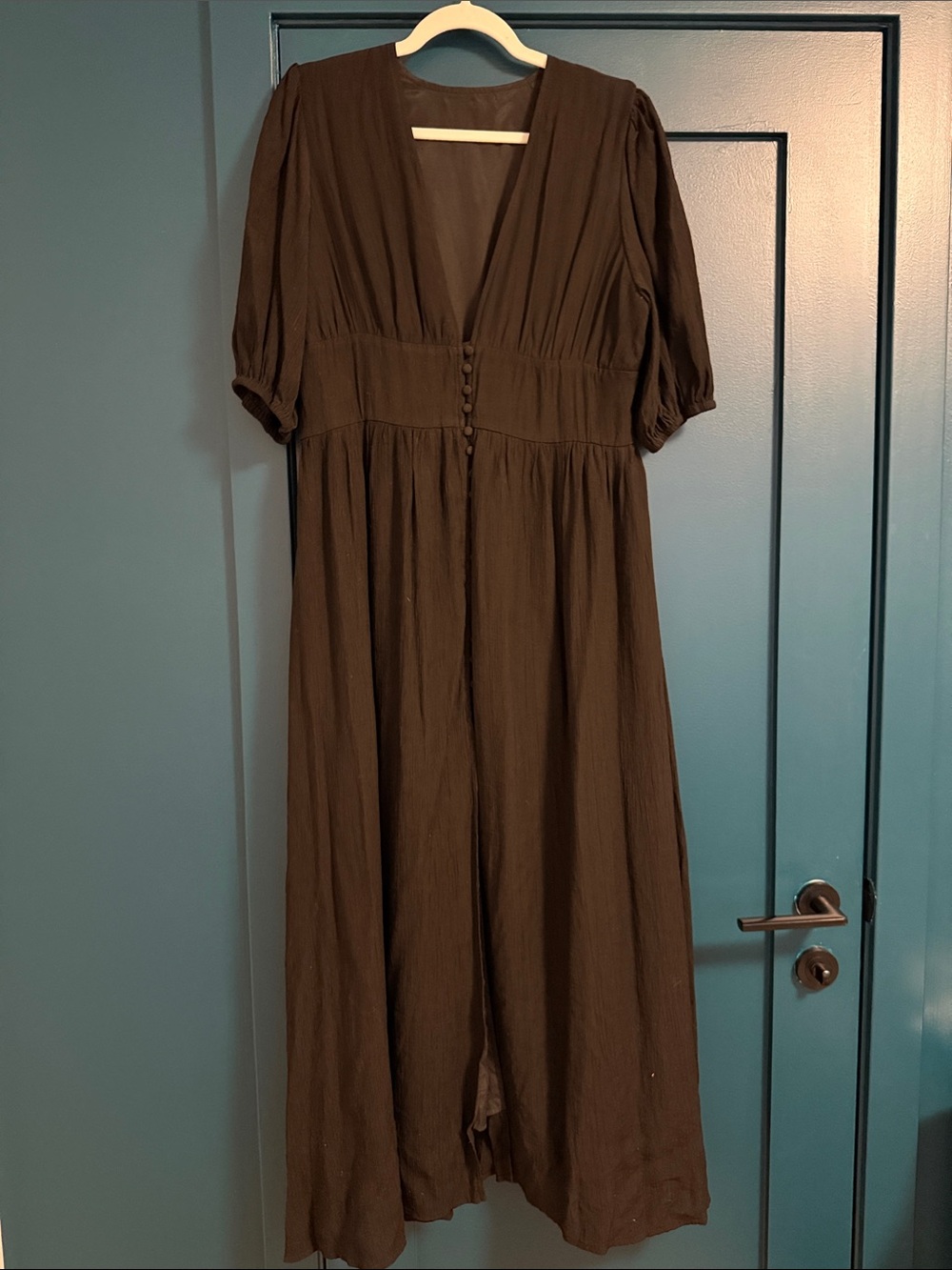 Commense Black Maxi Dress with V-Neck